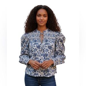 Love The Label floral peasant core boho bohemian puffy sleeve shirt